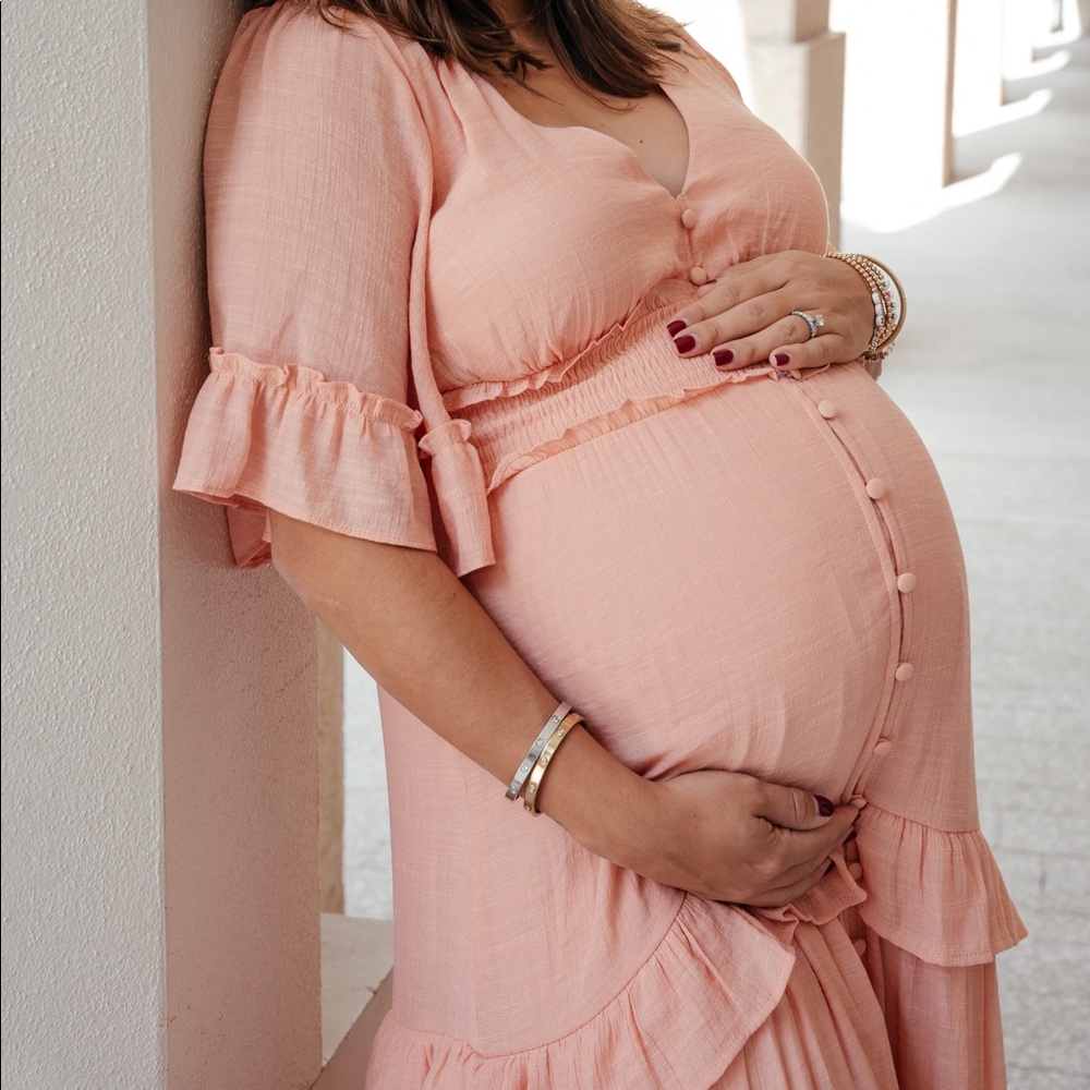 Bump friendly Maxi coral dress